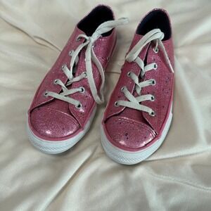 Converse All Star Pink Glitter Sneakers Shoes Girls Youth Size 2